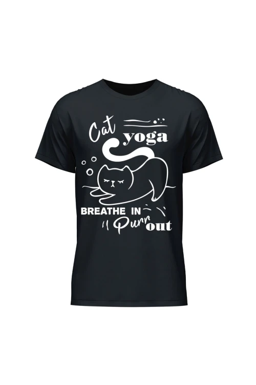 Koszulka męska Cat Yoga - czarna