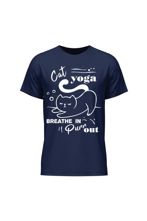 Koszulka męska Cat Yoga - granatowa