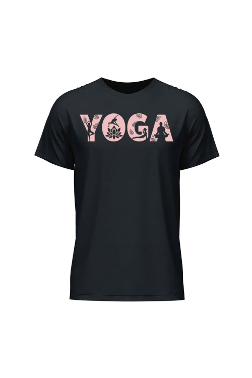 Koszulka męska Yoga Napis - czarna