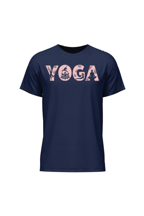 Koszulka męska Yoga Napis - granatowa