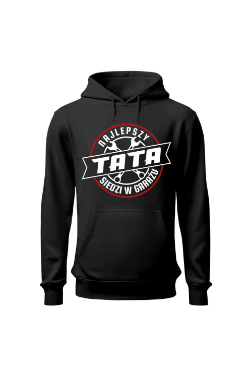 Bluza męska z kapturem Najlepszy tata siedzi w garażu - czarna
