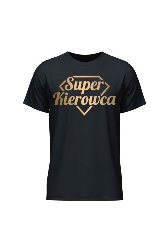 Koszulka męska Super kierowca złoty - czarna