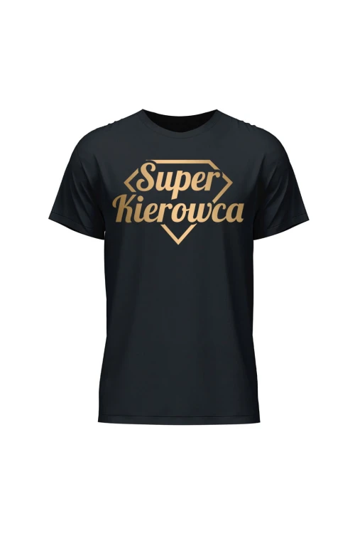 Koszulka męska Super kierowca złoty - czarna