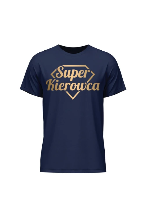 Koszulka męska Super kierowca złoty - granatowa