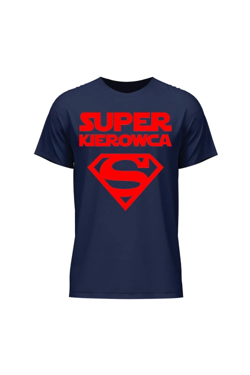 Koszulka męska Super kierowca czerwony - granatowa