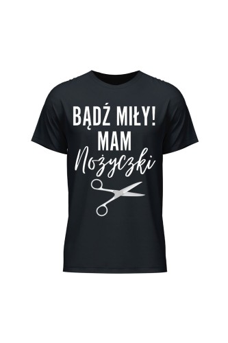 Koszulka męska Bądź miły mam nożyczki - czarna