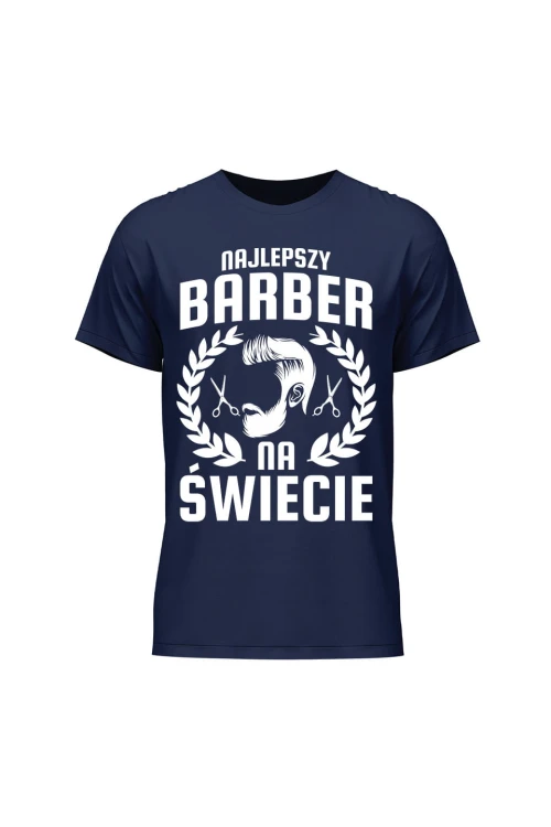 Koszulka męska Najlepszy barber na świecie - granatowa