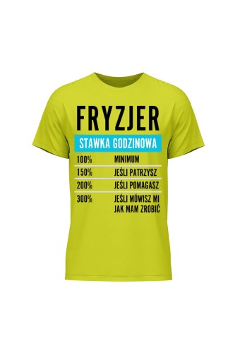 Koszulka męska Fryzjer stawka godzinowa - limonka