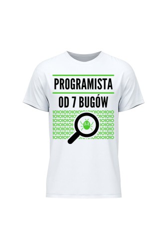 Koszulka męska Programista od siedmiu bugów - biała