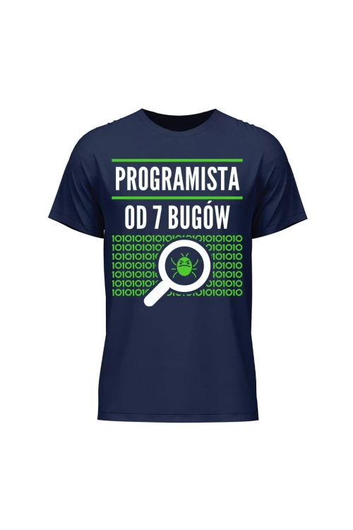 Koszulka męska Programista od siedmiu bugów - granatowa