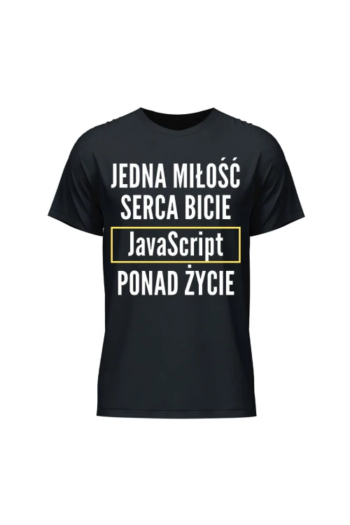 Koszulka męska Jedna miłość serca bicie JavaScript ponad życie - czarna