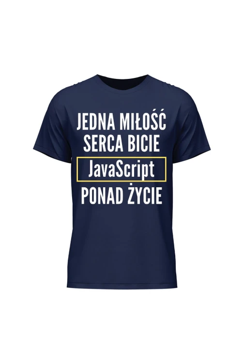 Koszulka męska Jedna miłość serca bicie JavaScript ponad życie - granatowa
