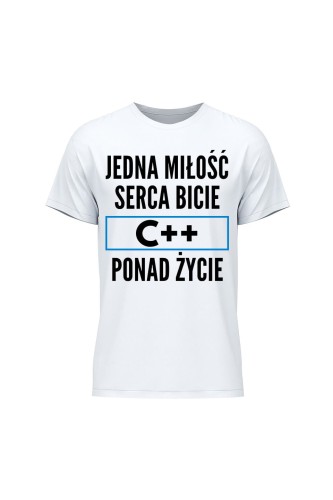 Koszulka męska Jedna miłość serca bicie C++ ponad życie - biała