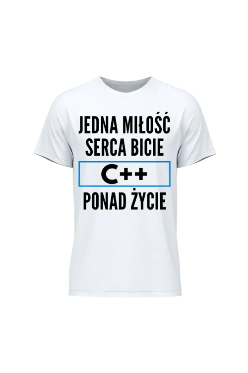 Koszulka męska Jedna miłość serca bicie C++ ponad życie - biała