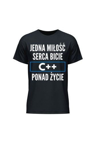 Koszulka męska Jedna miłość serca bicie C++ ponad życie - czarna