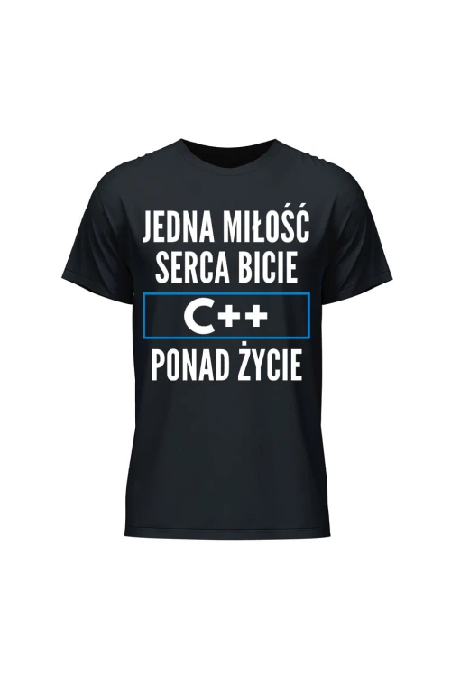 Koszulka męska Jedna miłość serca bicie C++ ponad życie - czarna