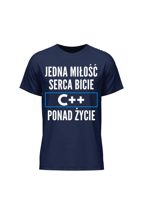Koszulka męska Jedna miłość serca bicie C++ ponad życie - granatowa