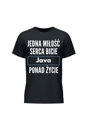 Koszulka męska Jedna miłość serca bicie Java ponad życie - czarna