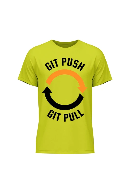 Koszulka męska Git push git pull - limonka