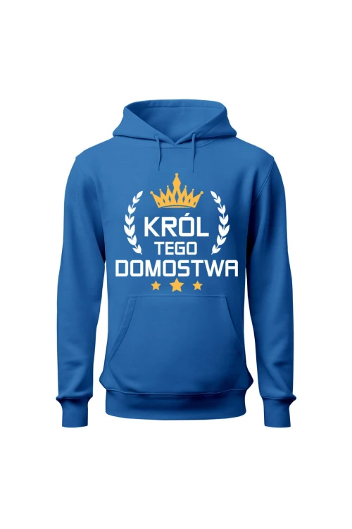 Bluza męska z kapturem Król tego domostwa - niebieska