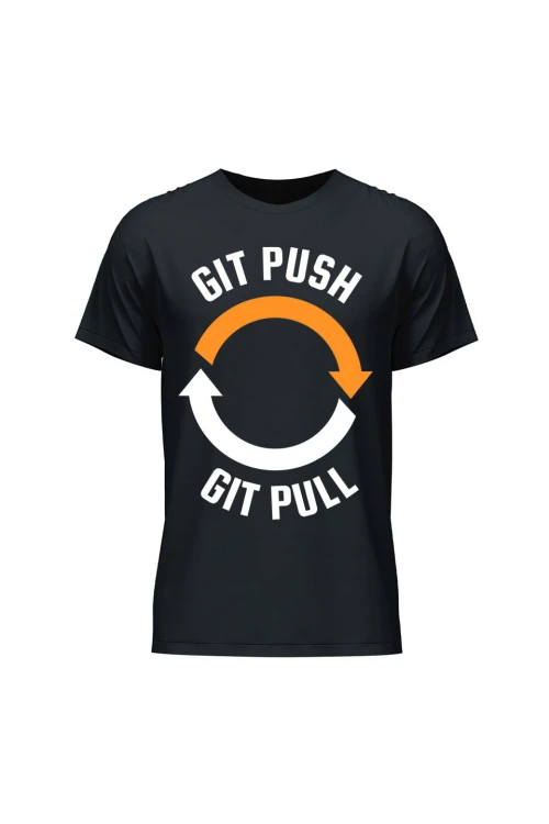 Koszulka męska Git push git pull - czarna