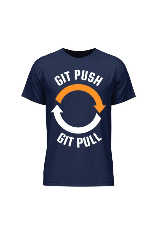 Koszulka męska Git push git pull - granatowa