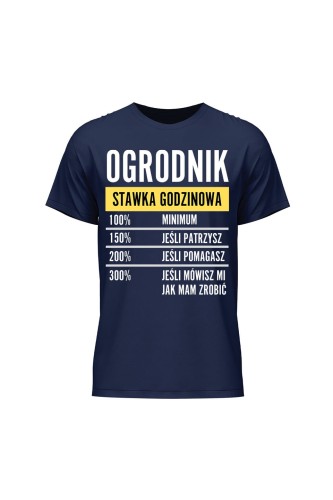 Koszulka męska Ogrodnik stawka godzinowa - granatowa