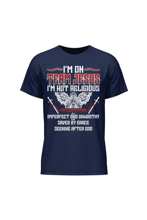 Koszulka męska I'm on team Jesus - granatowa