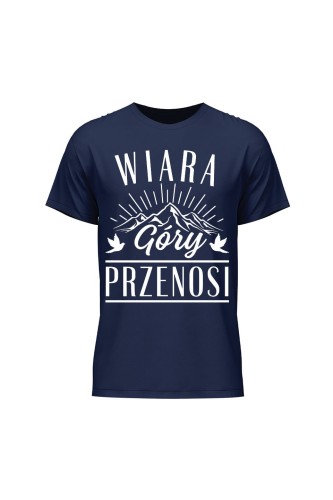 Koszulka męska Wiara góry przenosi - granatowa