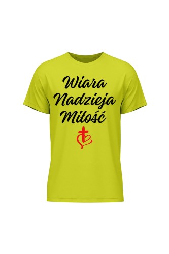 Koszulka męska Wiara nadzieja miłość - limonka