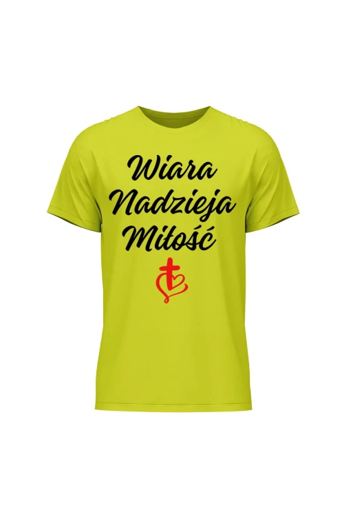 Koszulka męska Wiara nadzieja miłość - limonka