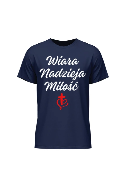 Koszulka męska Wiara nadzieja miłość - granatowa