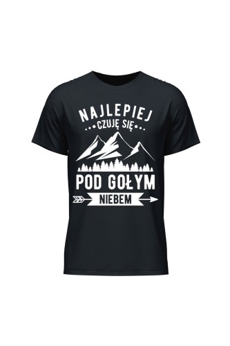 Koszulka męska Najlepiej czuję się pod gołym niebem - czarna
