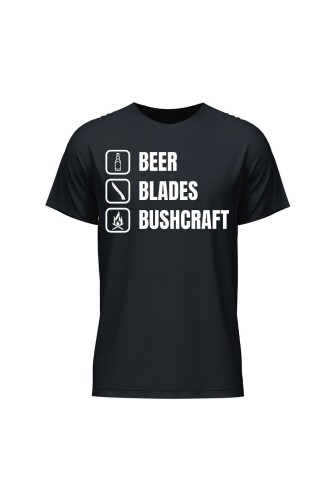 Koszulka męska Beer blades and bushcraft - czarna