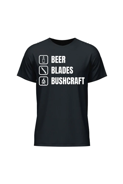 Koszulka męska Beer blades and bushcraft - czarna