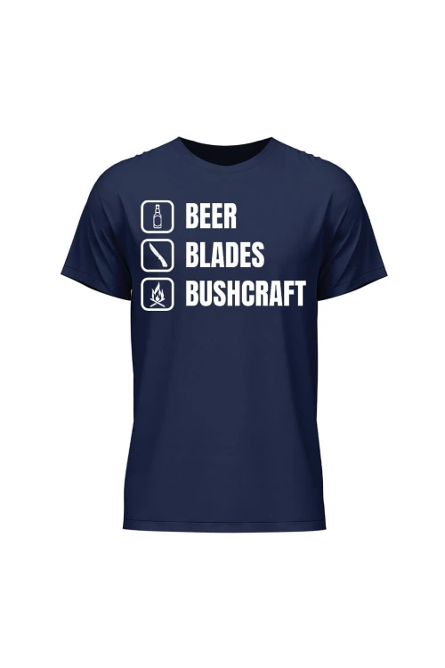 Koszulka męska Beer blades and bushcraft - granatowa