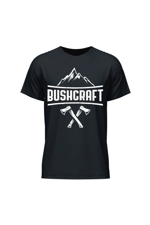 Koszulka męska Bushcraft napis - czarna