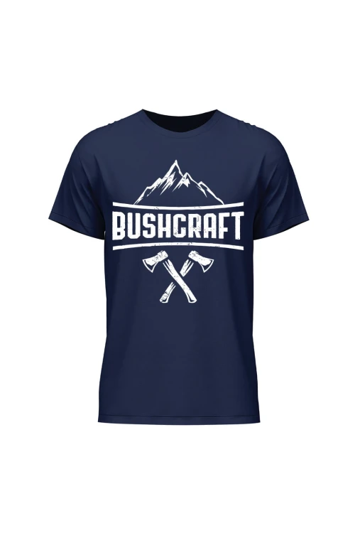 Koszulka męska Bushcraft napis - granatowa