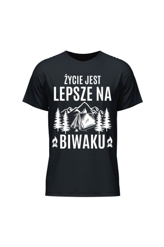 Koszulka męska Życie jest lepsze na biwaku - czarna