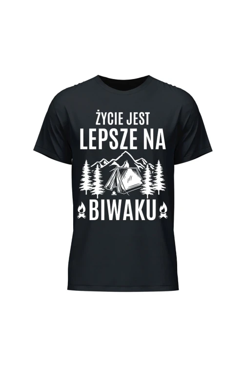 Koszulka męska Życie jest lepsze na biwaku - czarna