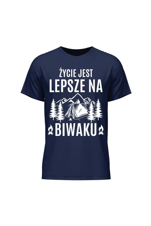 Koszulka męska Życie jest lepsze na biwaku - granatowa
