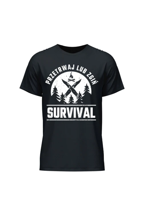 Koszulka męska Survival Przetrwaj lub zgiń - czarna