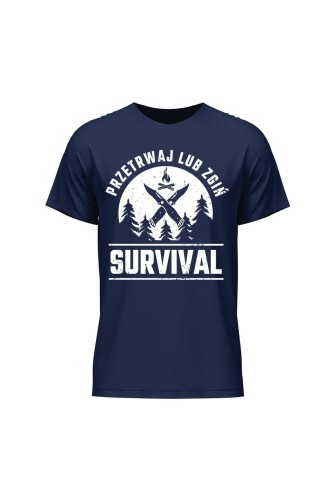 Koszulka męska Survival Przetrwaj lub zgiń - granatowa