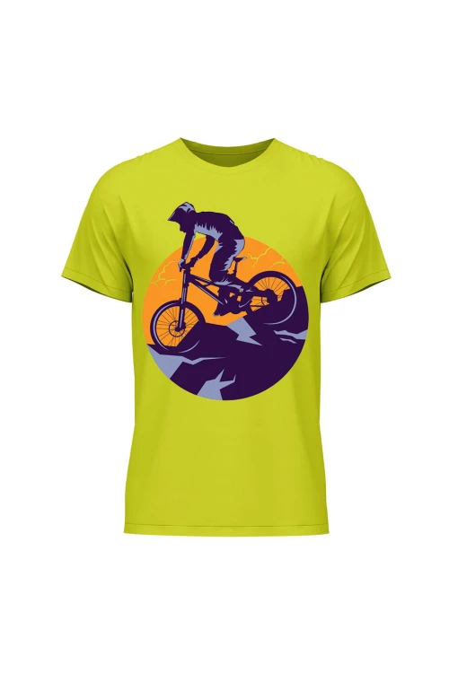 Koszulka męska Enduro MTB Góry - limonka