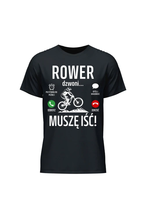 Koszulka męska Rower dzwoni muszę iść Downhill - czarna