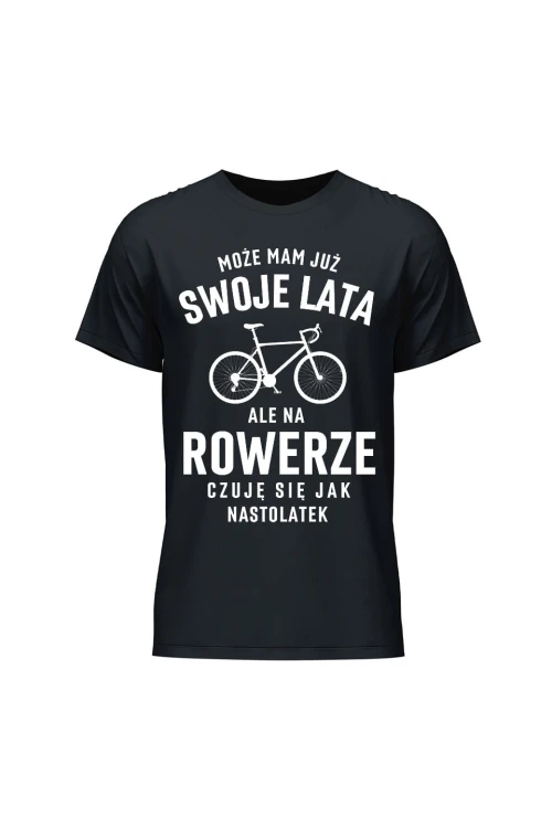 Koszulka męska Mam już swoje lata ale na rowerze czuję się jak nastolatek - czarna