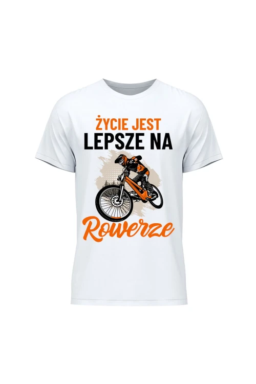 Koszulka męska Życie jest lepsze na rowerze Downhill - biała