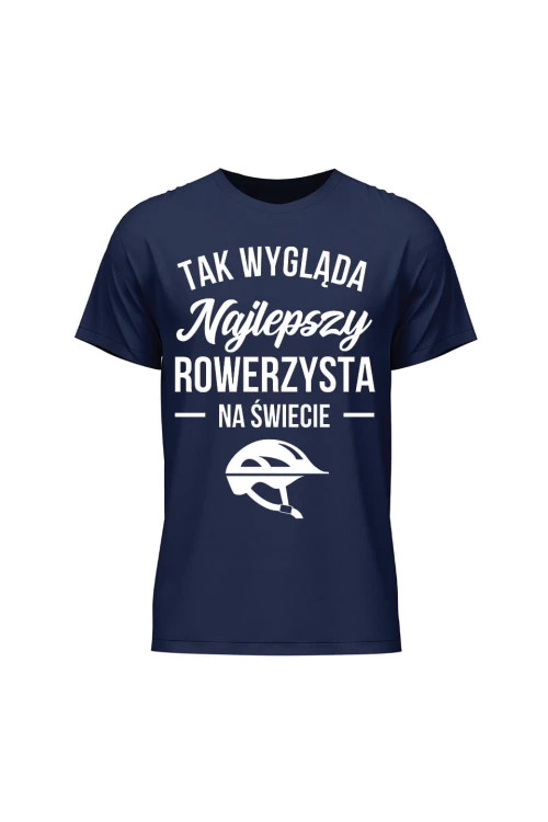 Koszulka męska Tak wygląda najlepszy rowerzysta - granatowa