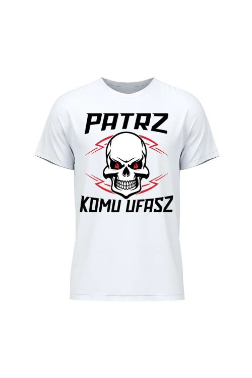 Koszulka męska Patrz komu ufasz - biała