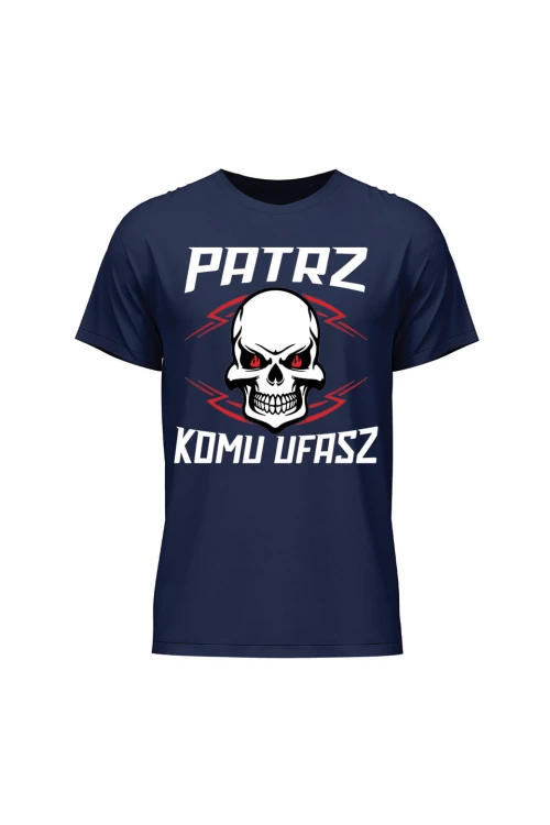 Koszulka męska Patrz komu ufasz - granatowa